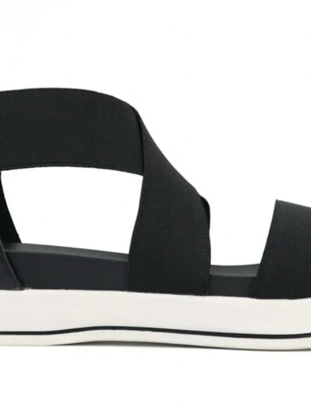 Time and Tru Black Elastic Crisscross Wedge Sandal - Picture 7 of 11